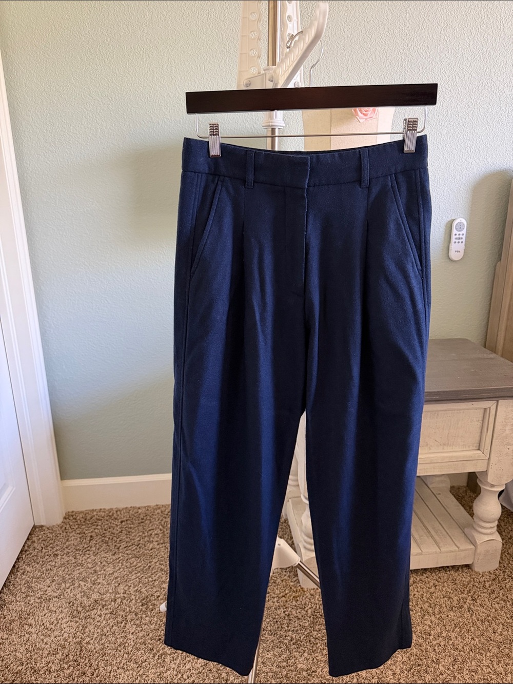 ME+EM Navy Pleated Trousers